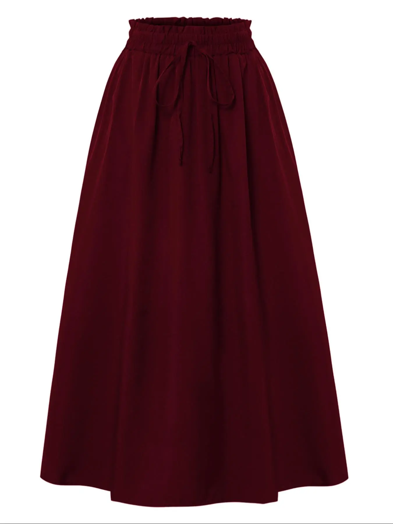 Women's Plain/Ditsy Floral Print Skirt, Elegant Drawstring Waist Skirt for Holiday Vacation Daily Wear, Ladies Summer Clothes