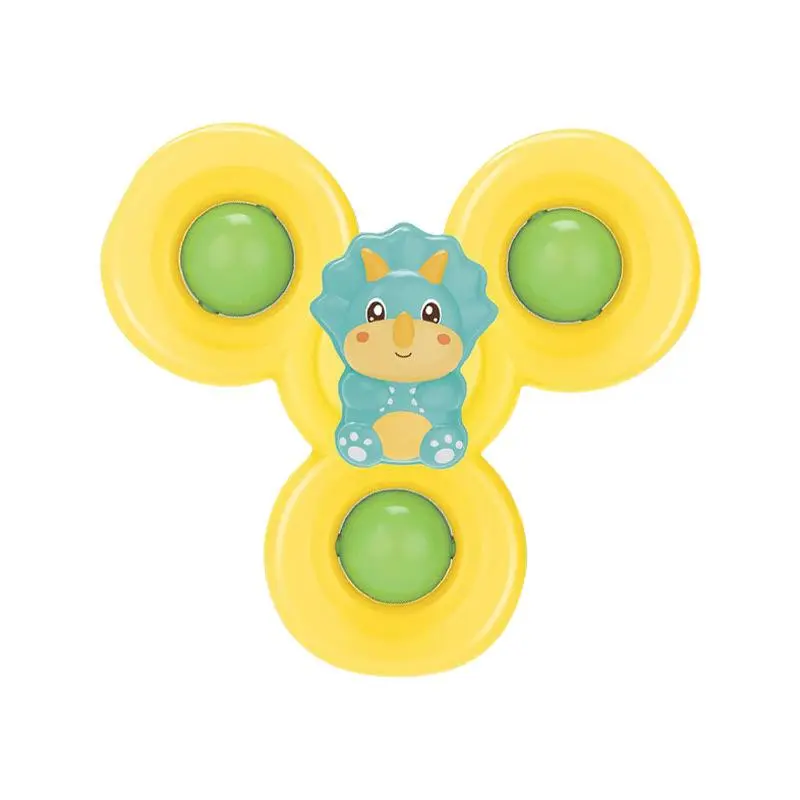Suction Cup Spinner Bath Toy, 3 Counts Cartoon Animal Spinner Rotating Rattle Fidget Toy for Baby Stroller, Bathing Accessories 6