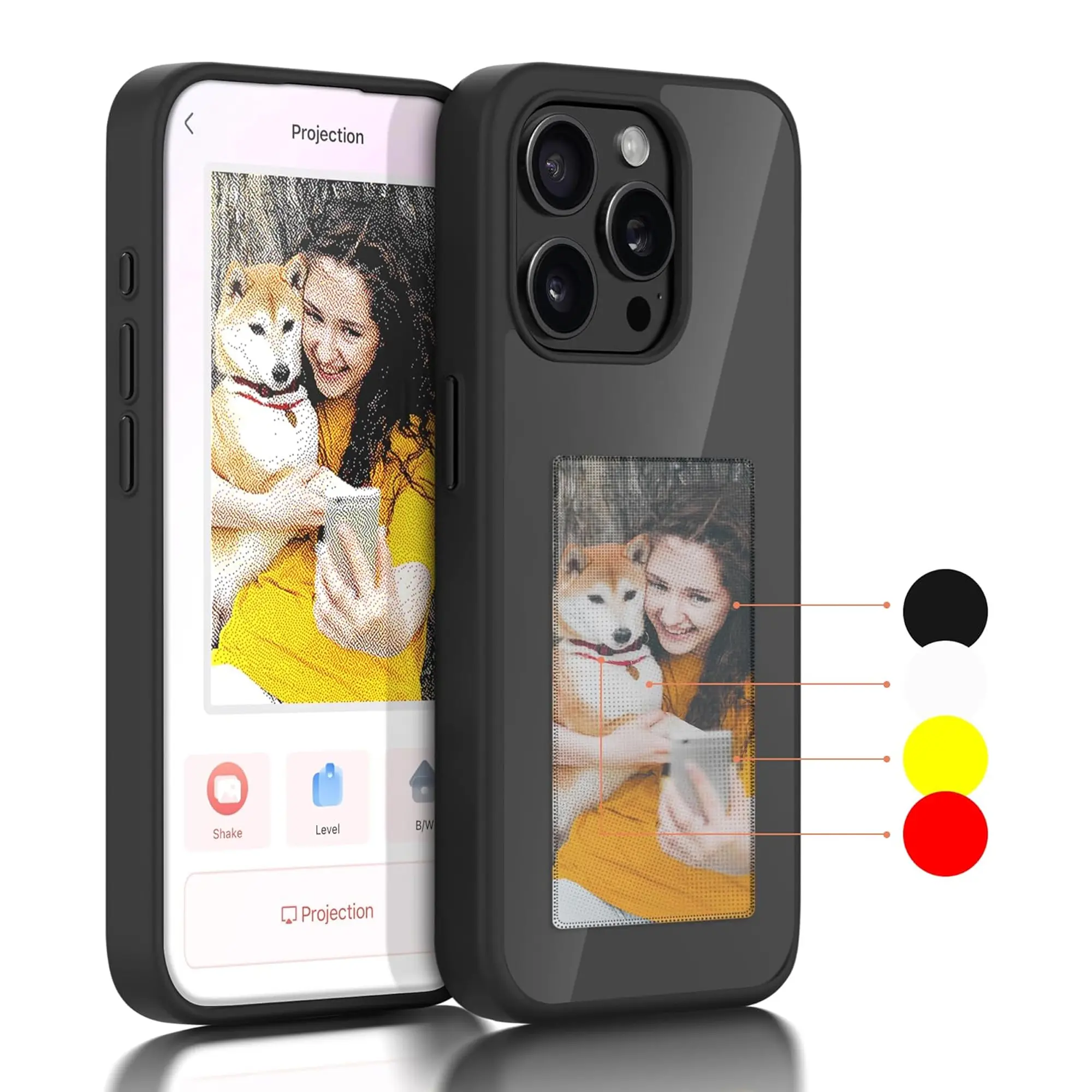 NEW 4 colors Eink Screen Smart Ink Back Cover Screen Display NFC Application Reference iPhone Case 15 14 13 Pro Max DIY Accessories Metal Protection Smartphone Personalized Cellphone