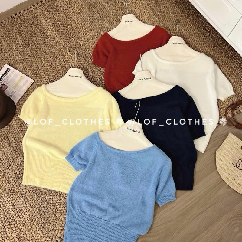Áo cộc len mỏng trễ vai siêu xinh full màu 8