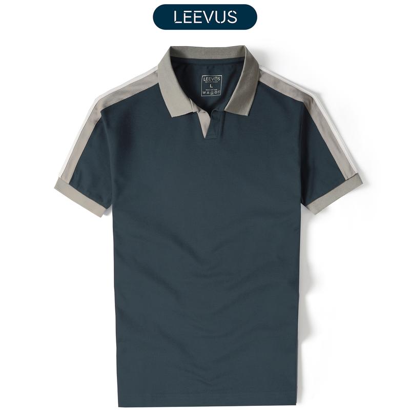 [TẶNG HỘP CHO ĐƠN TỪ 499K] Áo thun Polo nam phối vai LEEVUS, CVC cá sấu cao cấp, LEEVUS APL318 Menswear Top Có Cổ Shirt Nhung Ong Ngắn Tay