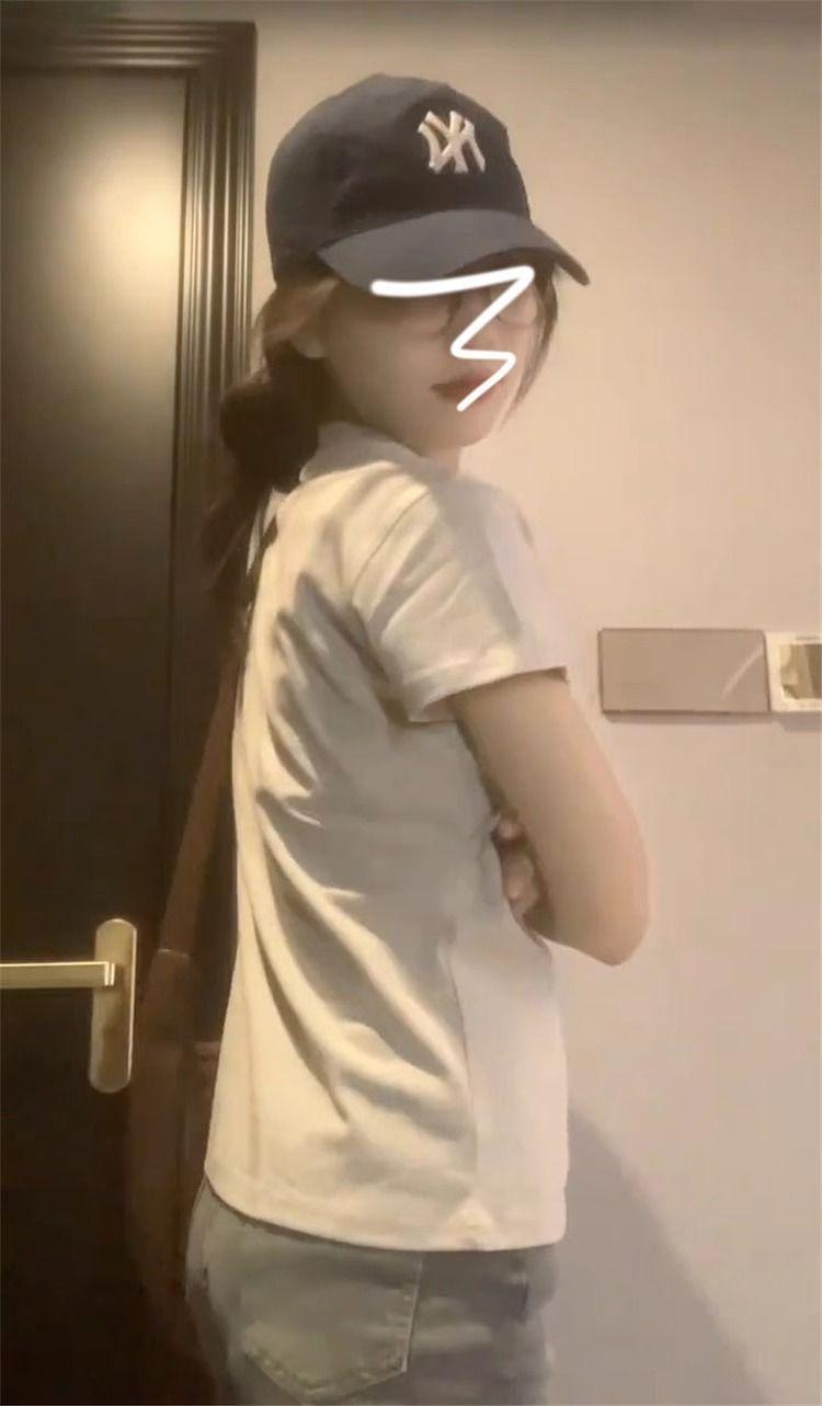 Product Introduction of Cotton all-match gray short-sleepted summer WOMEN'S T-shirt new slim fit slim American design casual slim top 7