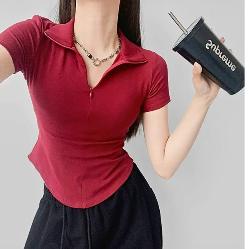 40-105KG Áo Polo Khóa Kéo Cổ Vạt Bầu Tạo Eo Thon Cho Nàng Bigsize Top Women Voi Nhung Jean 3
