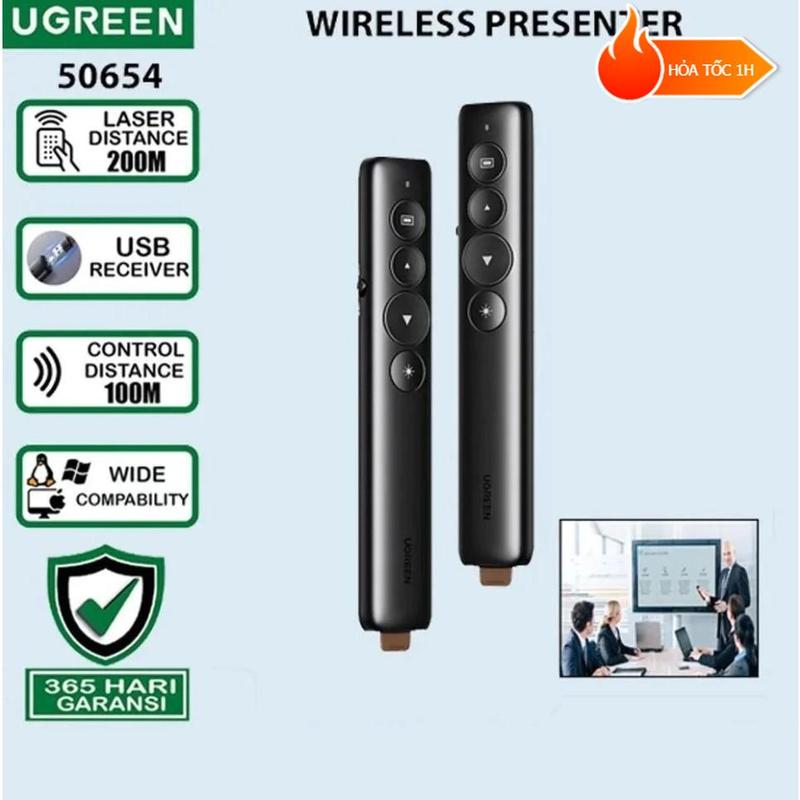 Bút Trình Chiếu Laser không dây Ugreen 50654 LP479 60327 ( chiếu Xa 200 Mét Kèm PIN AAA)