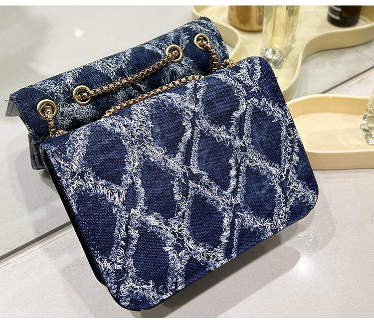 Product Introduction of 2024 New Fashion Women's Bag Trendy Denim Small Square Bag Single Shoulder Crossbody Chain Lock Buckle Ladies Bag 20