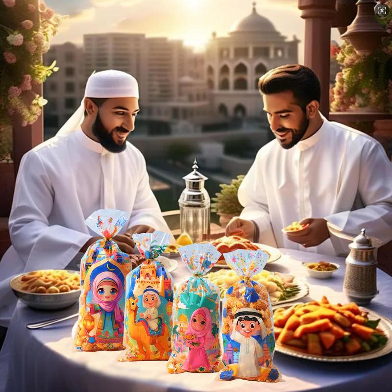 Ramadan Gift Bag, 50pcs/set Islamic Architecture & Character Pattern Gift Bag, Gift Wrapping Supplies for Ramadan & Eid & Festival 3
