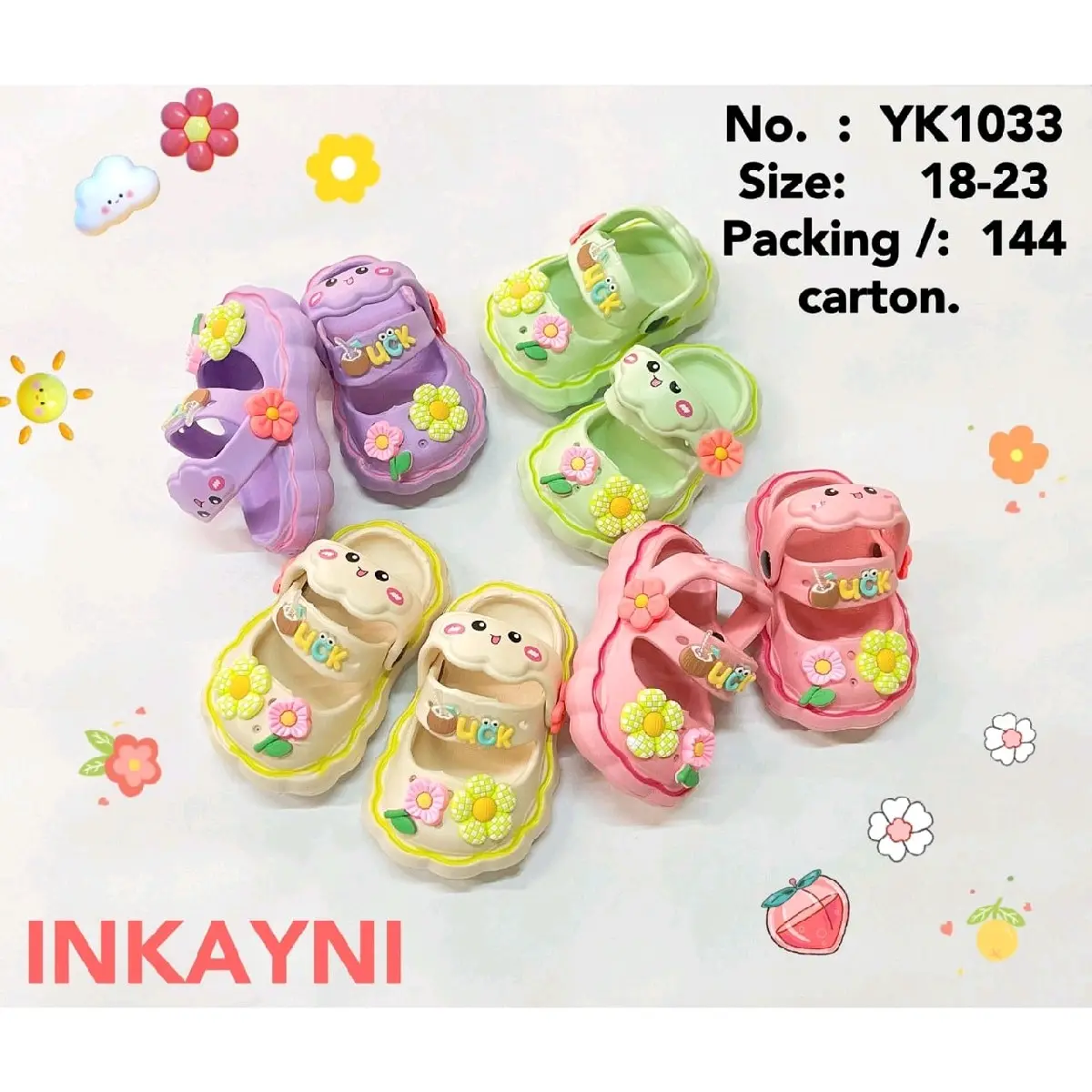 Sepatu Sandal Slop Karet Jelly Anak Perempuan Prewalker Motif Bunga Awan Viral / YK 1033 UK 18-29