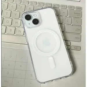 Aesthetic Magnetic Case Bening For iPhone 11 16 PROMAX Case Untuk iPhone 15 14 13 12 11 PRO PROMAX PLUS Wireless Charging casing full cover pelindung handphone Bumper Transparan Casing Ponsel Silikon Shockproof TPU Protective Cover