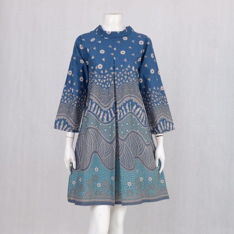 Couple Baju Batik Sarimbit Motif Abstrak Ombak #biru 8
