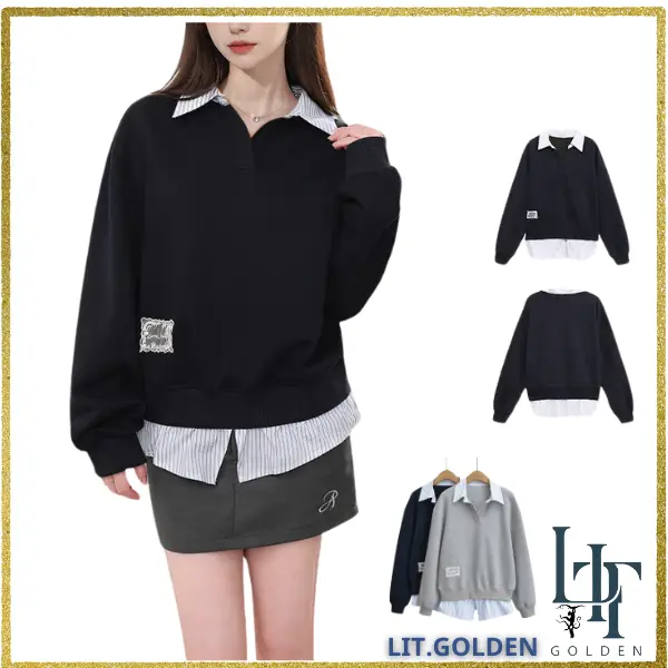 Áo nỉ 2 da kết hợp cổ và vạt áo sơ mi trẻ trung hàng chính hãng LIT.golden