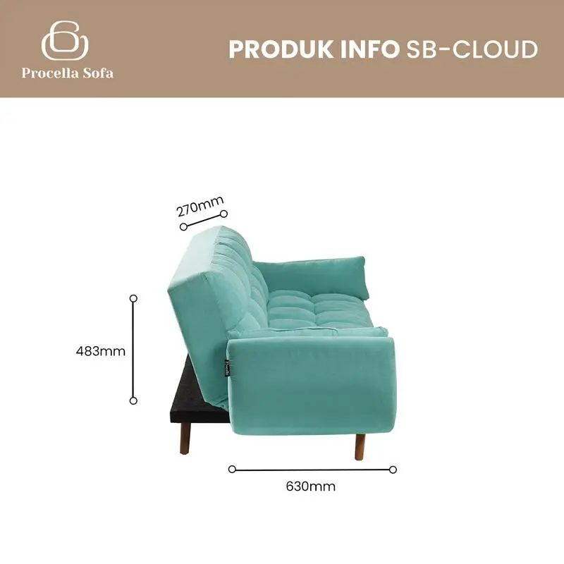 Procella Sofa Bed Cloud / Sofa Tamu / Sofa Bed Minimalis / Sofa Cloud / Kaki Kayu Solid 4