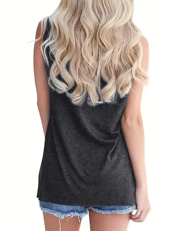 Women's Letter Print Round Neck Tank Top, Summer Clothes Women, Casual Sleeveless Crew Neck Top for Summer, Lady Summer Clothes, Ladies Clothes for Daily Wear 1