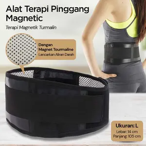 Alat Terapi Pinggang Magnetic Tourmaline Nylon PU Leather Size L