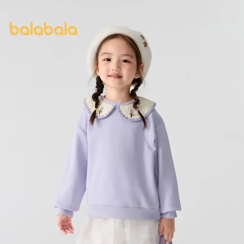 Áo Nỉ Dài Tay Ấm Áp, Cho Bé Gái, Phong Cách Ngọt Ngào Và Thanh Lịch, Thích Hợp Cho Mùa Thu Và Mùa Đông, Balabala, Áo Trẻ Em 1