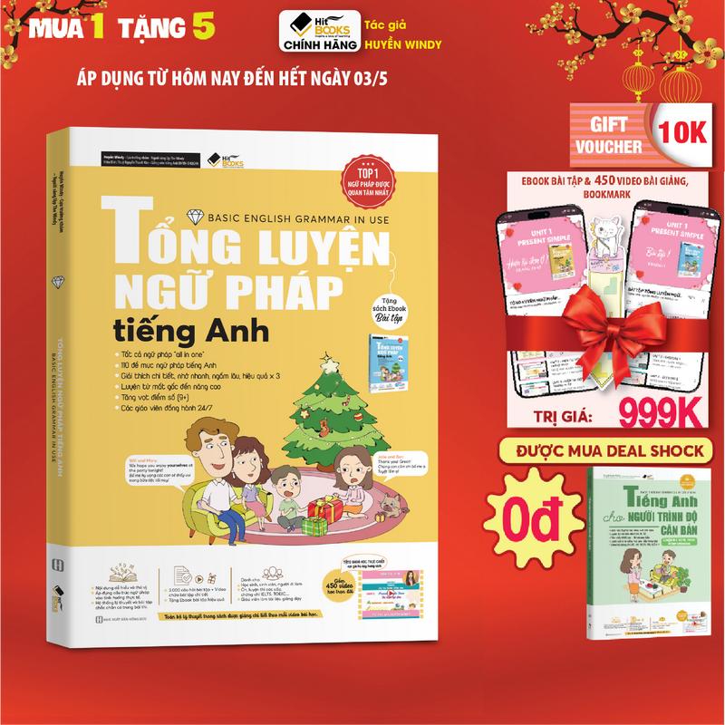 Sách Tổng Luyện Ngữ Pháp Tiếng Anh, tặng kèm ebook bài tập và khoá học Hitbooks (Combo/Lẻ)