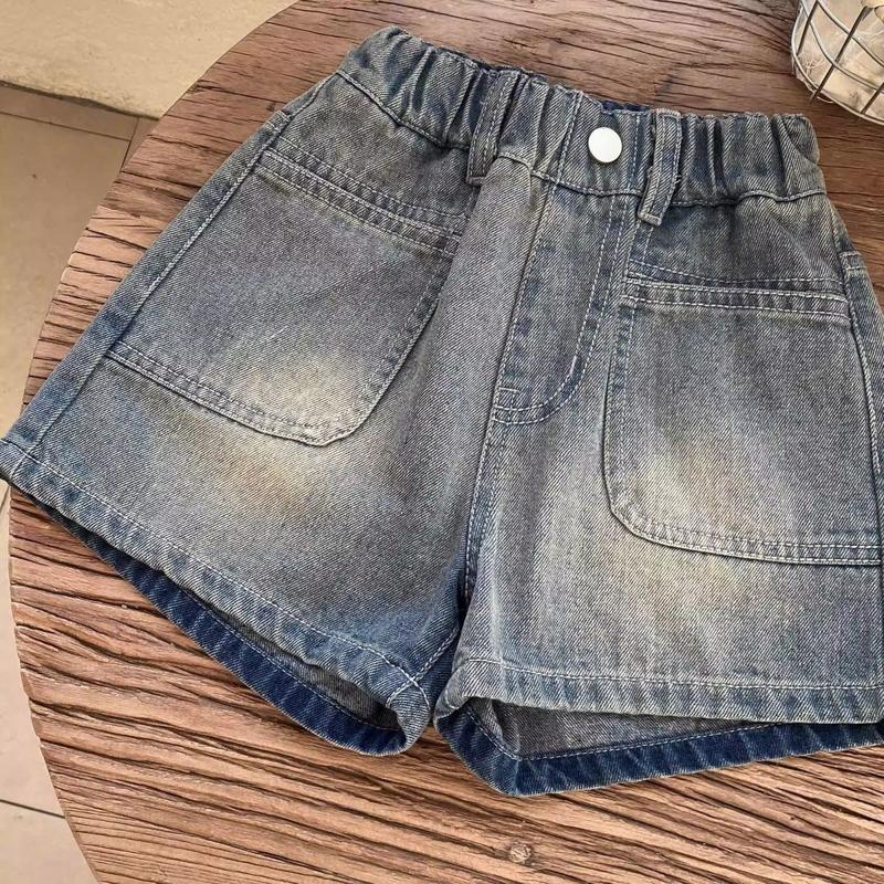 Product Introduction of Quần Short Denim, Cho Bé Gái, Hàng Mới Về Mùa Hè 2025, Phong Cách Hàn Quốc, Thường Ngày, Mỏng, Quần Nóng, Thích Hợp Cho Trẻ Mới Biết Đi Và Trẻ Em, Quần Túi Hộp Dễ Phối Đồ quần  đùi  cho  bé  gái  35  đến quần  đùi  rách  cho  bé  gái baggy  clothes  girls 13