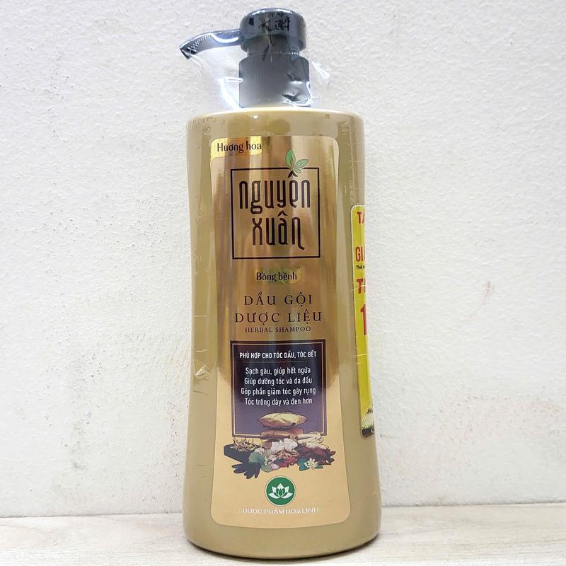 NGUYÊN XUÂN (chai VÀNG 450ml) DẦU GỘI DƯỢC LIỆU BỒNG BỀNH (dành cho tóc dầu) HOA LINH Herbal Shampoo