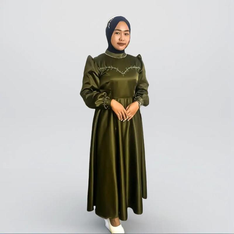 claudy dress satin premium - gaun pesta muslimah gaun kondangan dress wanita muslimah dress kondangan lamaran terlaris Nyaman 3