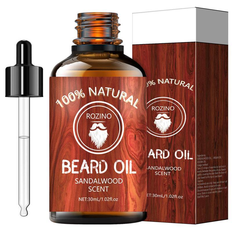 Product Introduction of 30ml Sandalwood Scented Beard Oil, Hydrating Beard Care Oil for Men, Anti-frizz Beard Styling Product 0