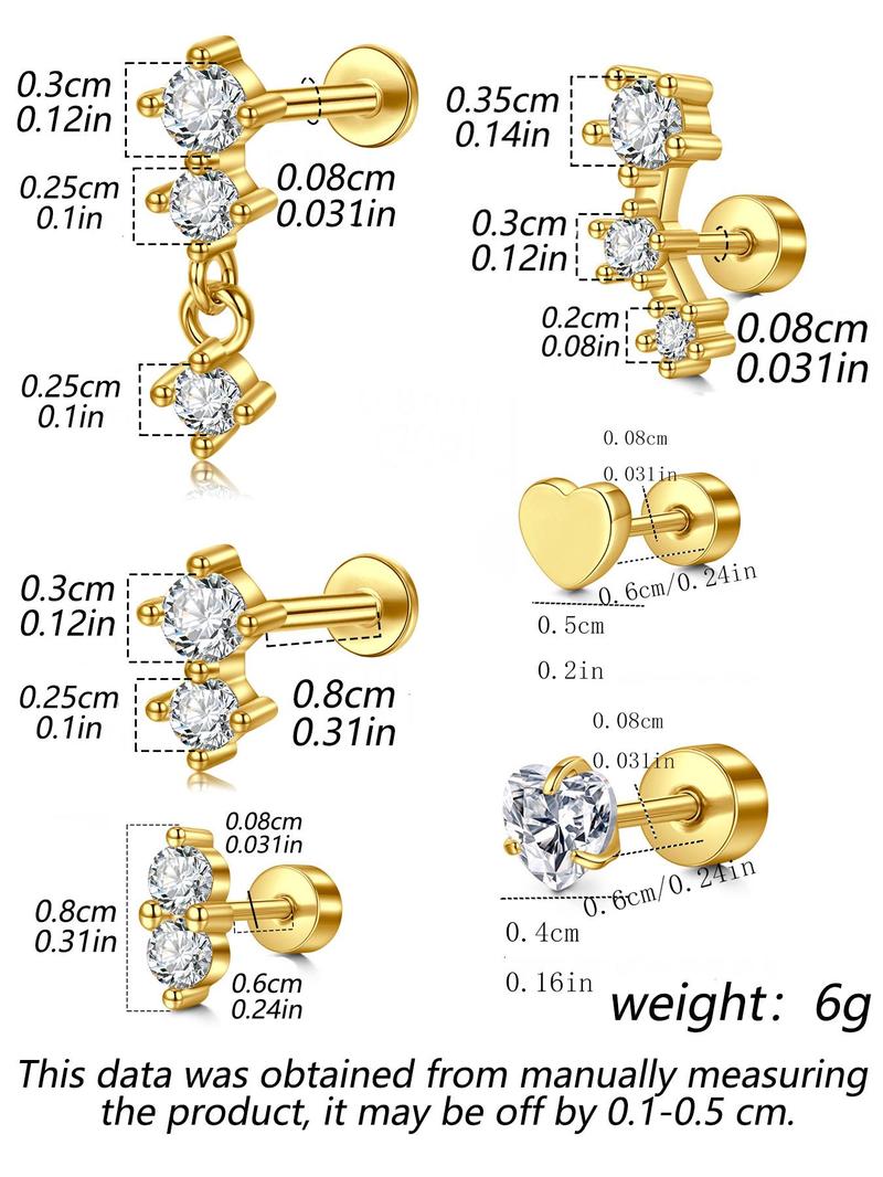 Product Introduction of Cartilage Pretty Studs  Earrings for Women, Threadless Flat Back Earrings, Hypoallergenic Earring, Stainless Steels Forward Helix Jewelry 1