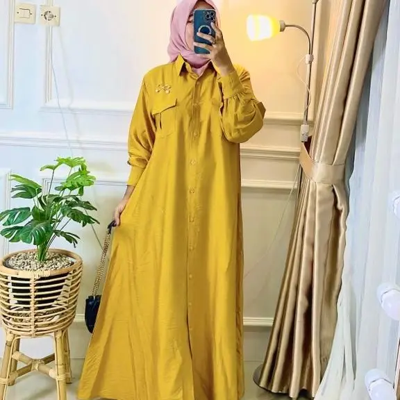 Zenna Gamis Polo Linen Premium/Gamis Wanita Terbaru 2025 Polos 0