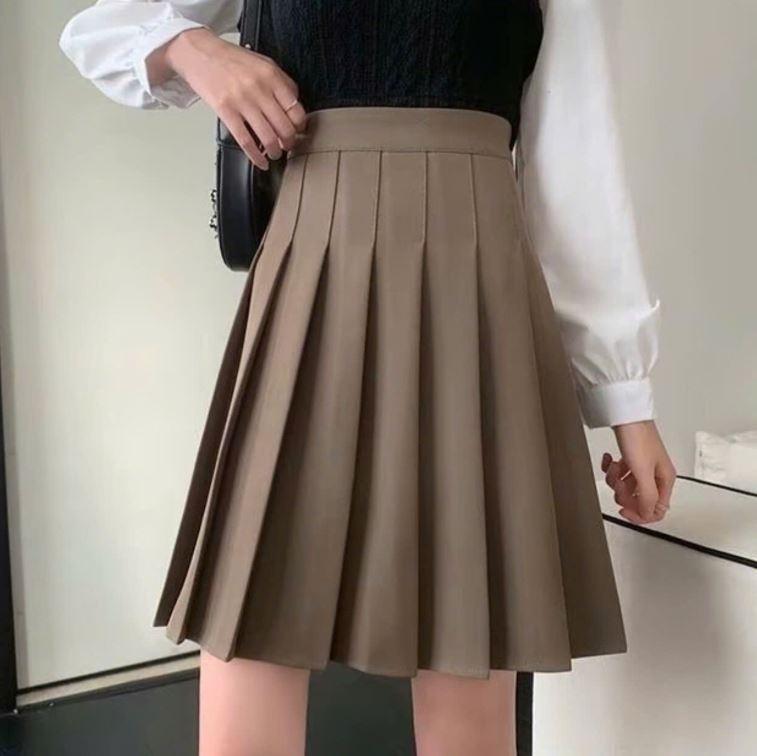 Chân váy xếp ly ngắn, chân váy tennis dài 45-47cm vải 2 biên (KHÔNG TÚI, KHÔNG CO GIÃN) Nữ Khuy khóa kéo boho