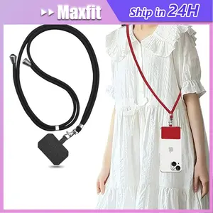 Set Strap Tali Panjang Lanyard + Gantungan Handphone Universal Portable Anti Hilang Bahan Metal Ponsel Anti-Lost