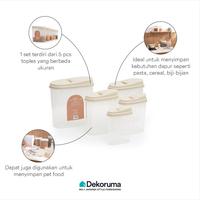 Gambar Dekoruma HAPPI Toples / Tempat Penyimpanan Makanan set of 5 dari Dekoruma Official Store Kab. Bekasi 4 Tokopedia