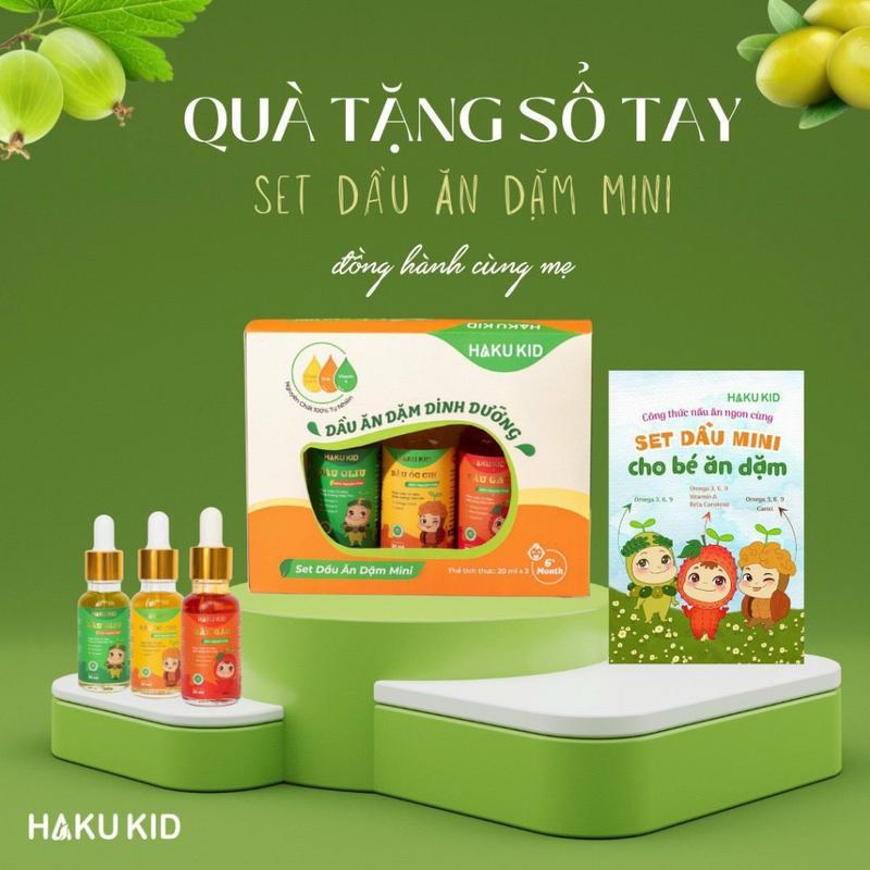 Dầu ăn dặm Hakukid cho bé từ 6m bổ sung dinh dưỡng cho bé tiện lợi dung tích 20ml Vitamin Men Vi Sinh
