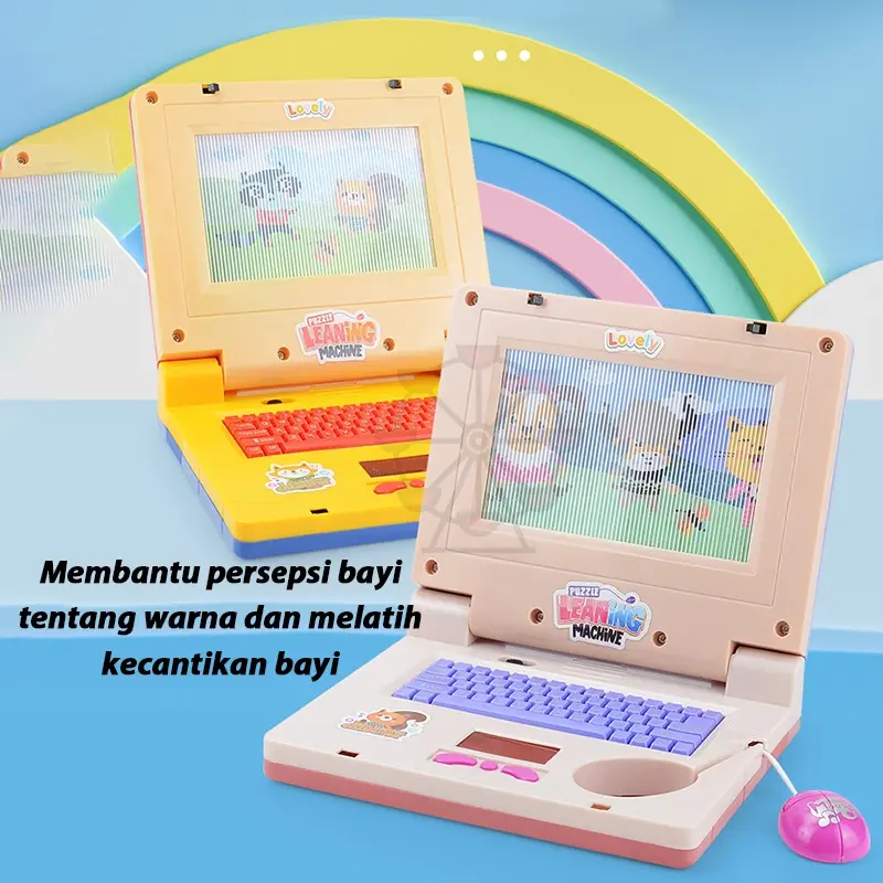Mainan  Belajar edukasi laptop anak Alat bahasa Inggris Musik bantu belajar Learning Machine Notebook Laptop elektrik dan layar kartun bergerak Mini 3