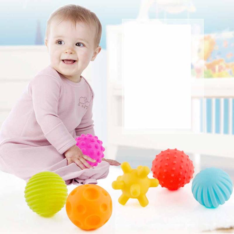 Product Introduction of Baby Hand Catching Bite Trainning Massage 6pcs Rubber Tactile Bath Infant Children Early Education Glue Soft Toy Balls 22