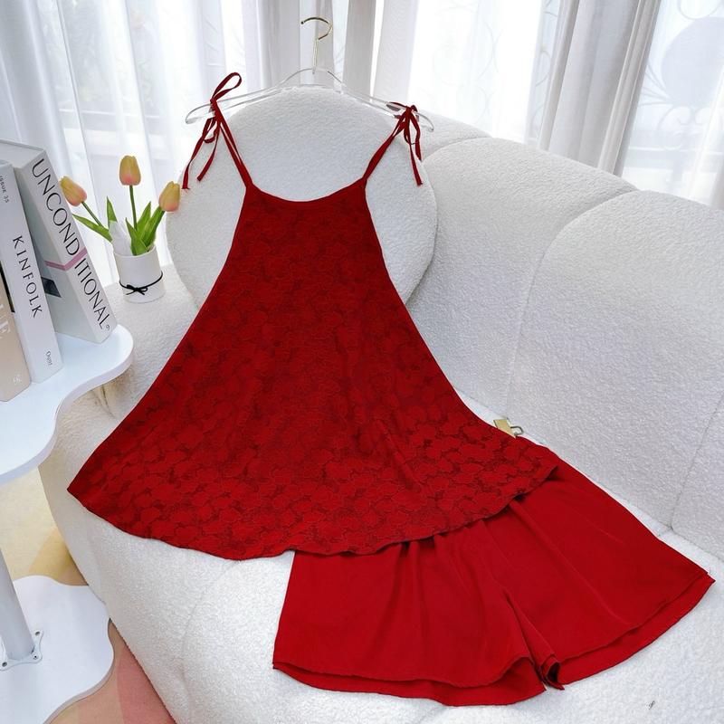 Product Introduction of Set bộ áo lụa gấm hoa văn yếm dây cột quần lụa latin đùi 40-65kg Nữ. 11