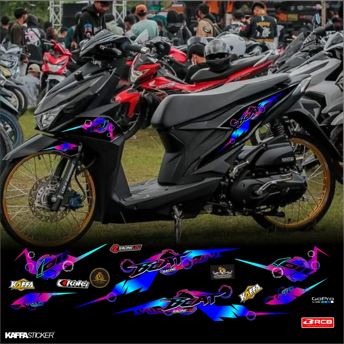 Striping Sticker Variasi BEAT DELUXE Stiker Motif Variasi  List Style Motorcycle