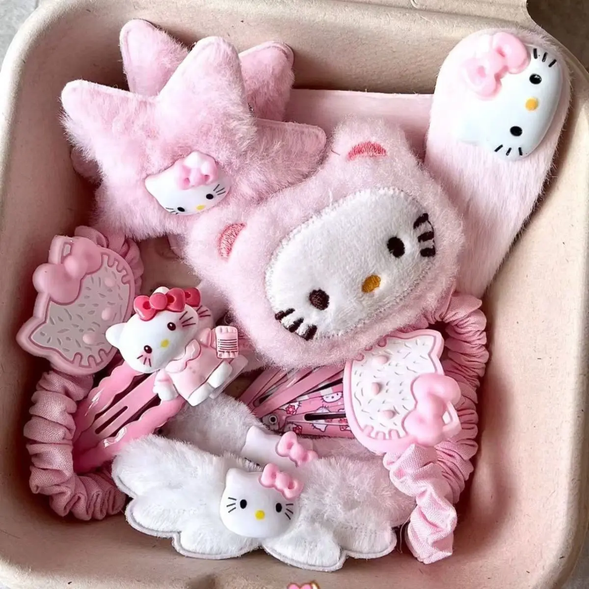 Bộ Kẹp Tóc Mèo Kitty, 15 Món, Dễ Thương Và Thanh Lịch, Màu Hồng, Dành Cho Nữ, Kẹp Tóc set  kẹp  hello  kitty