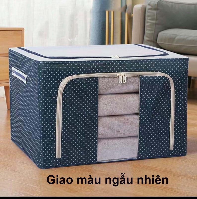 Hộp vải đựng quân áo chăn màn khung thép(Màu ngẫu nhiên) - Túi vải đựng đồ đa năng gấp gọn, xếp chồng, Giỏ bảo quản quần áo có khóa kéo có thể gập lại