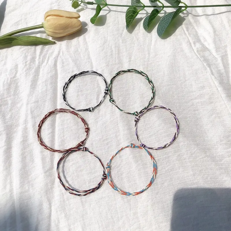 Vòng tay handmade dây tết bính đơn giản,vòng tay vòng chân dây rút