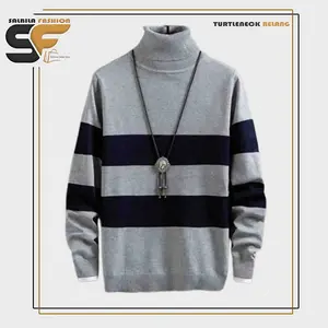 Sweater Kerah Tinggi Cowok Keren Turtleneck Pria Blaster Long Neck Slim-fitting jaket tebal Knitwear Panjang