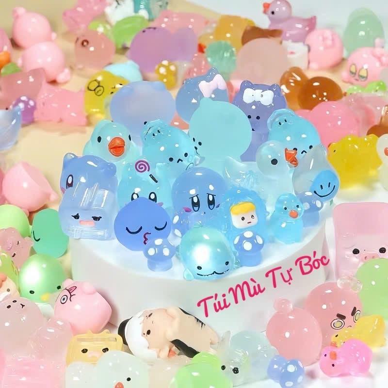 Combo 50 Túi Mù Mini 1-2cm Tự Bóc Tuyển Chọn Có Dạ Quang, Túi Mù Khách Tự Xé Hình Thú Ngồi Được Dễ Thương Bất Ngờ - Tổng Kho Anh Tú