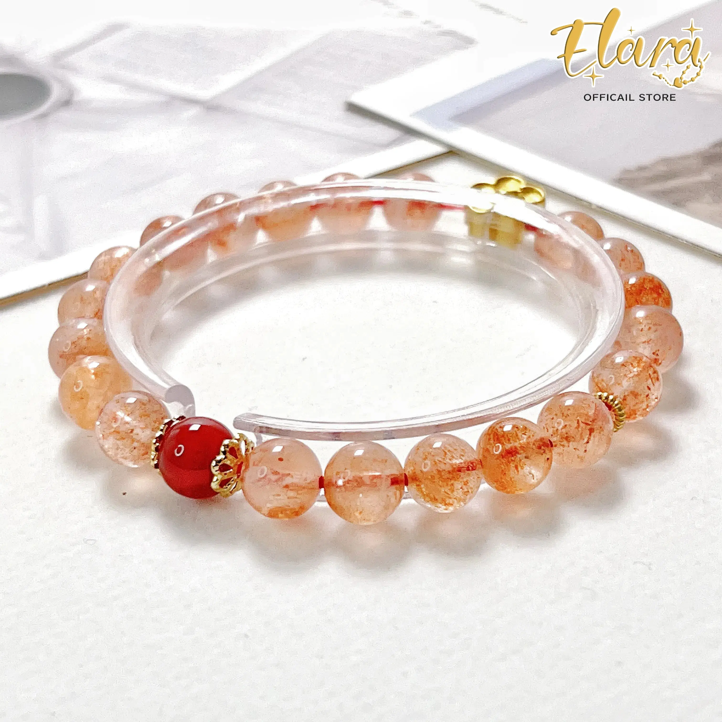 [MẶT TRỜI VÀNG VIP] Vòng tay đá mặt trời cao cấp mix charm hoa