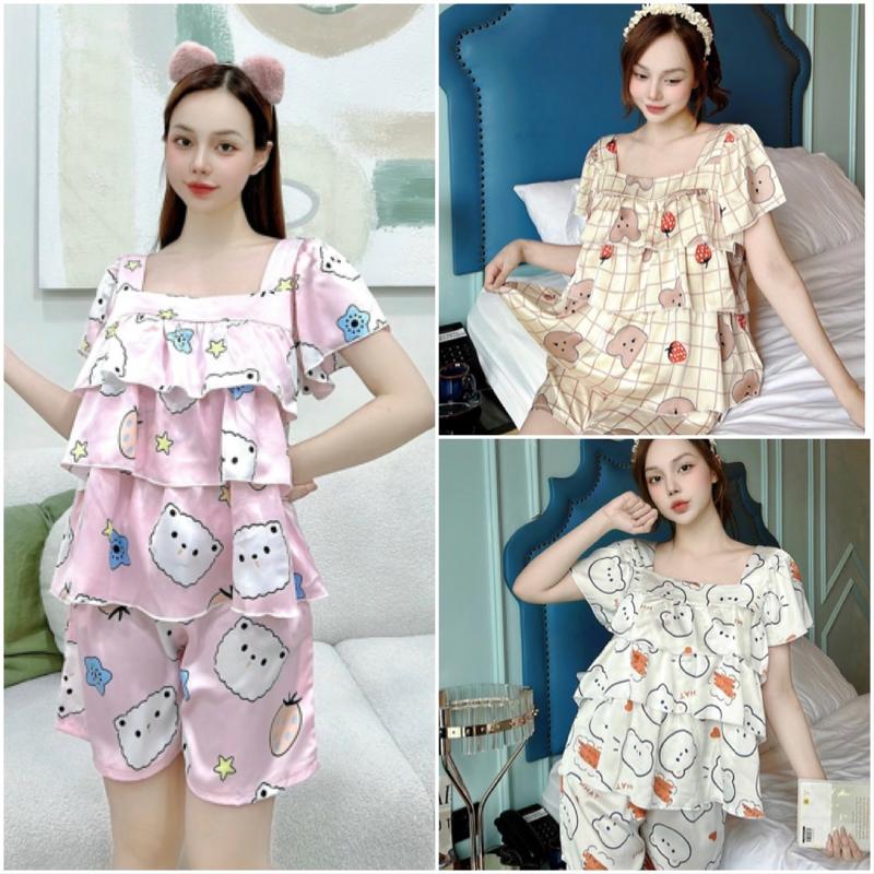 Đồ ngủ Bigsize 50-100kg chất satin mềm mát hoạ tiết đơn giãn dễ thương Nữ Nhung