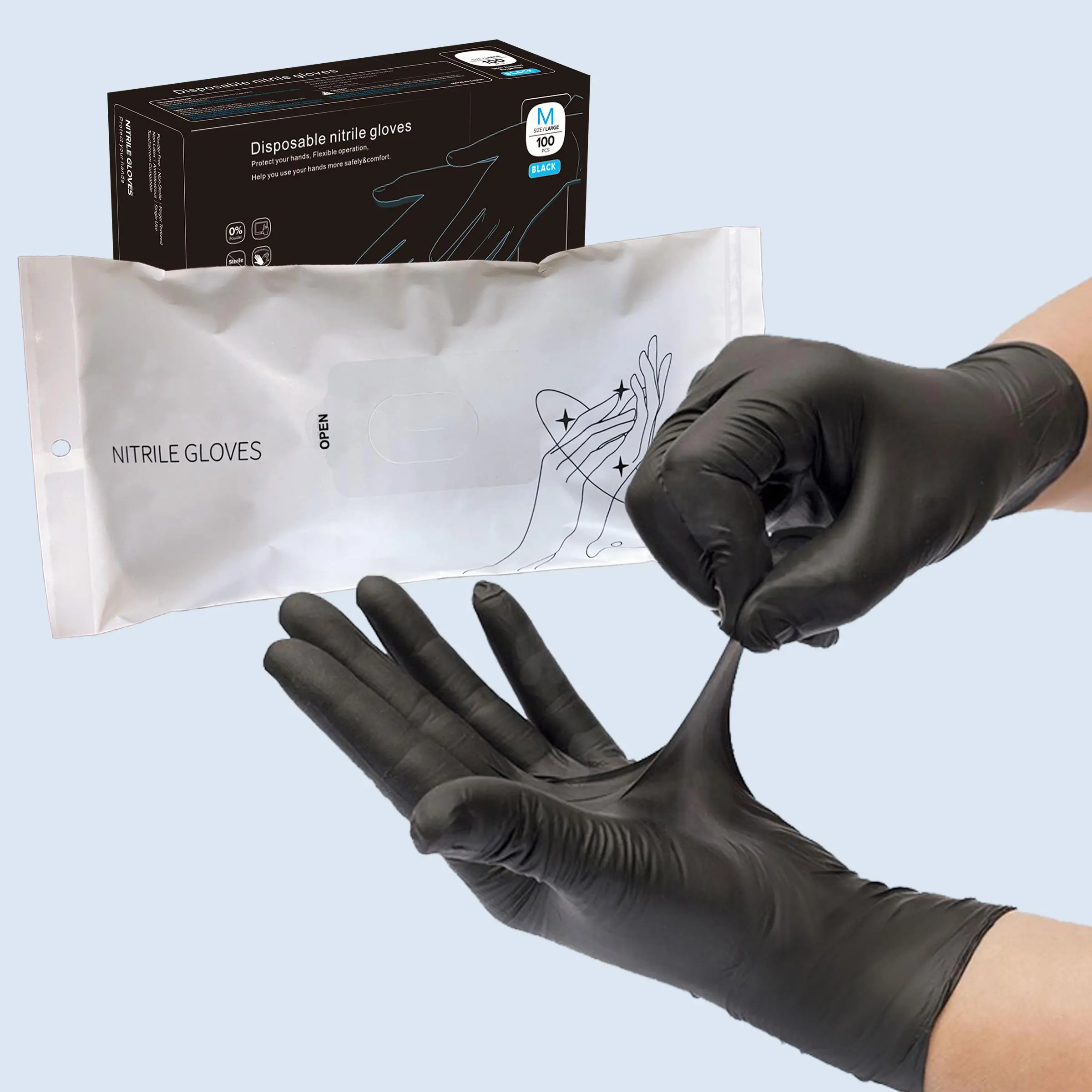 Disposable Nitrile Gloves, 100pcs/box Non-slip Wear-resistant High Elastic Household Cleaning Gloves, Cleaning Tools for Home Kitchen