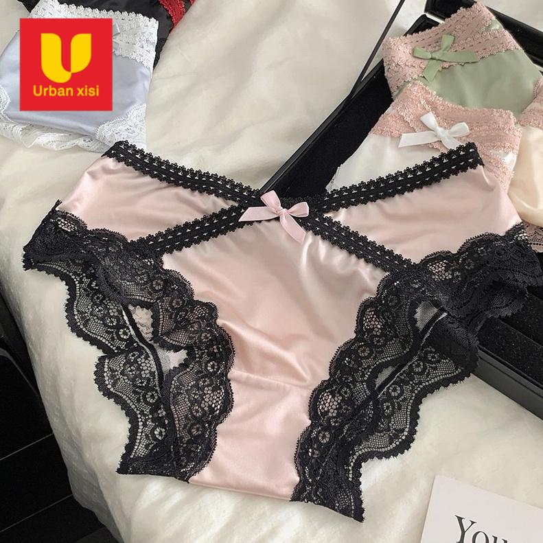 Quần Lót Tam Giác Ren Ren Oxy Nhẹ ~ Satin Kiểu Pháp Cạp Thấp Phong Cách Cung Điện Thiết Kế Dễ Thương Và Gợi Cảm Đáy Quần Cotton Nguyên Chất Dành Cho Nữ