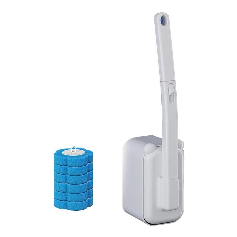 Toilet Cleaning Brush Set with Holder, 1 Count Toilet Brush & 6 Disposable Refill Heads Kit, Bathroom Cleaning Tool for Home Dormitory Hotel 5
