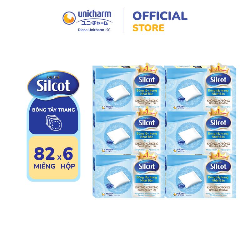 Combo 6 Hộp Bông Tẩy Trang Silcot 82 Miếng Hộp