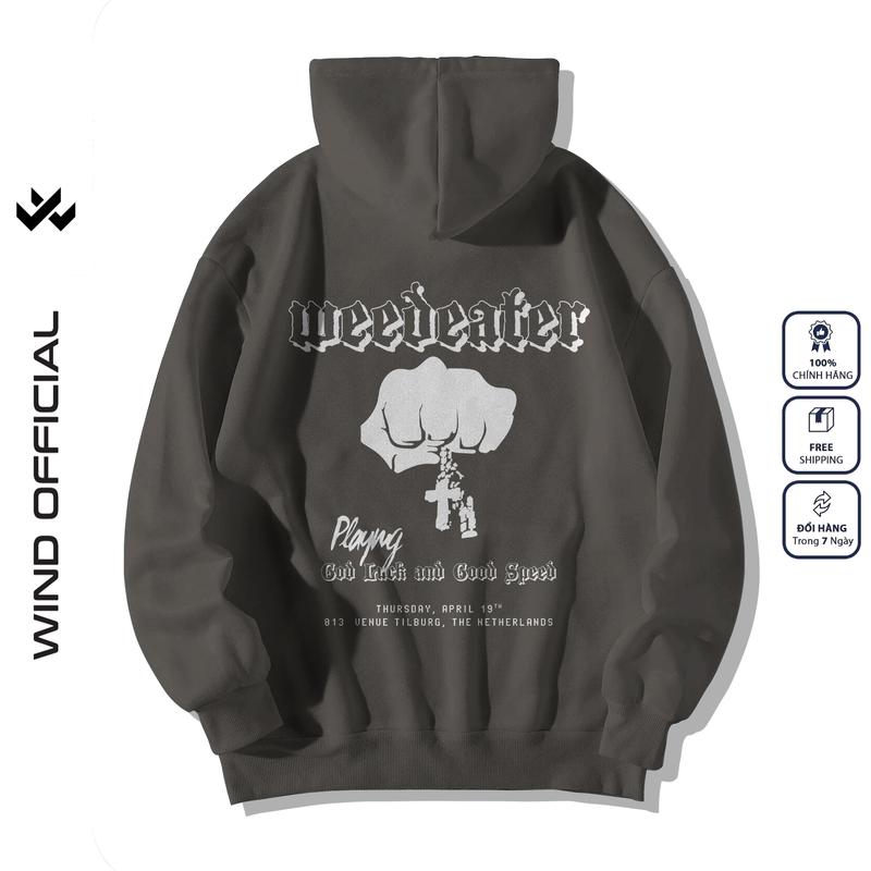 Product Introduction of Áo hoodie unisex form rộng WIND WEEDEATER hoodie nút bấm thời trang nam nữ nỉ bông oversize Menswear Dài Tay Tay Dài 9