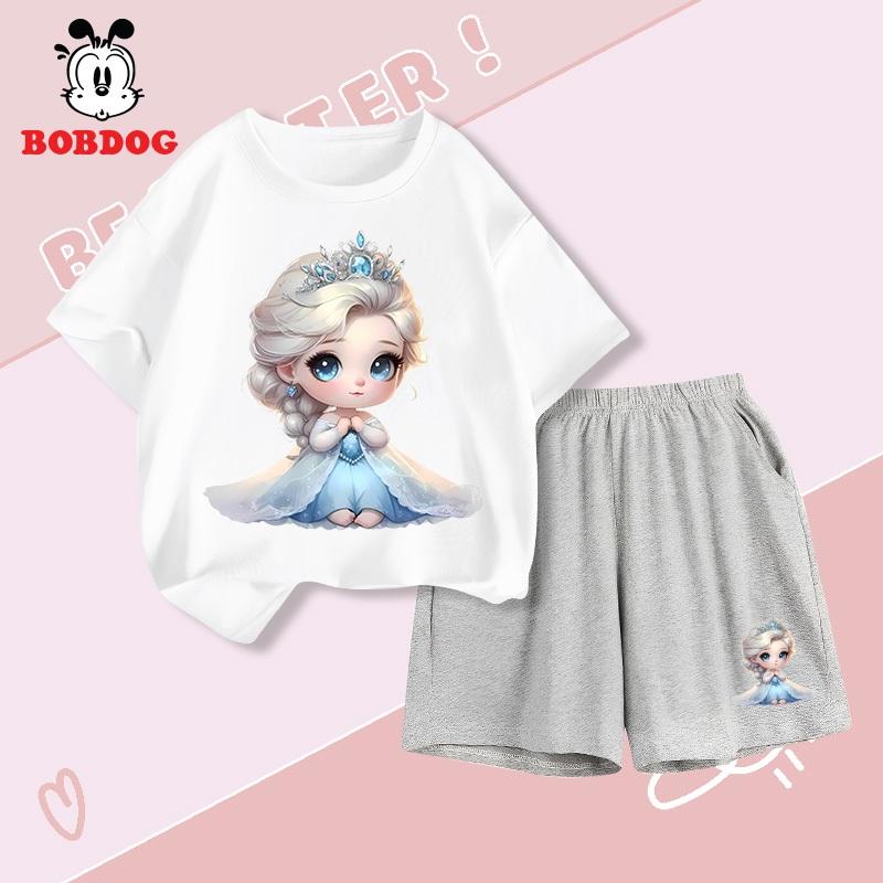  Đồ bộ bé gái BOBDOG 2024 set quần áo thun cotton mới in hình công chúa  ELSA cute -CD- KS12 cho bé 