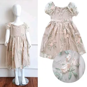 M832 - Dress anak tule bunga bordir import usia 5 s.d 6 tahun
