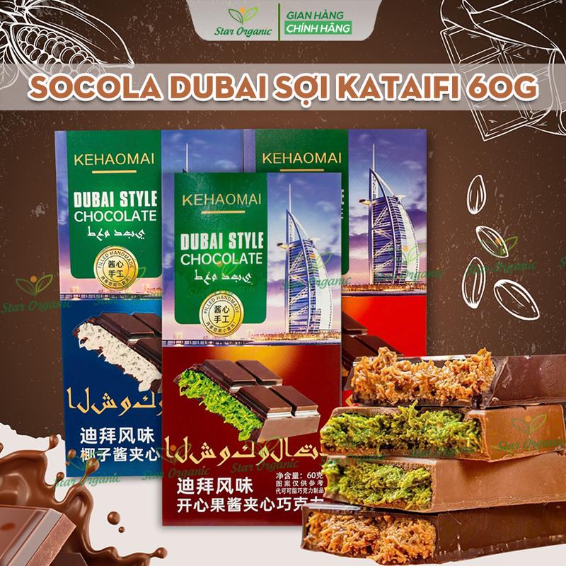 Socola DuBai Giòn Tan Nhân Sợi Kataifi Hộp 60gr Socola Dubai Hottrend Chocolate Matcha Hạt Dẻ Hạt Phỉ Dừa - Ăn Vặt Star Organic Food Socola Thanh NGON HƠN KHI ĐỂ LẠNH