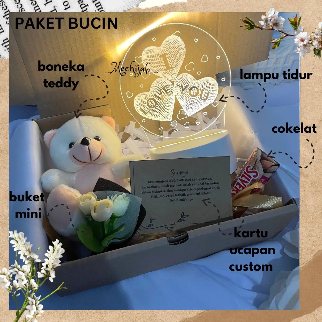 HAMPERS VALENTINE KADO ULTAH LAMPU TIDUR