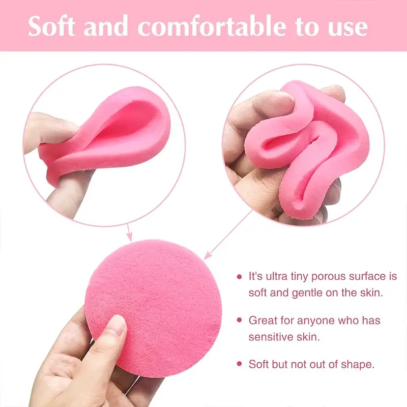 Facial Cleansing Sponge (60pcs), Face Wash Sponge, Makeup Remover Sponge, Exfoliating Wash Round Sponge, Skincare Tools for Women & Girls 7